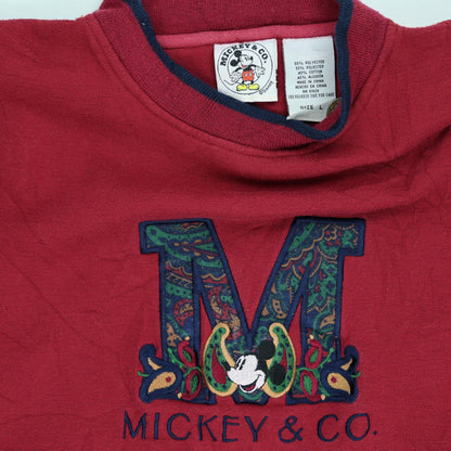 Mickey & Co Vintage Red Crewneck Sweatshirt Unisex Size Large 55% Polyester 45% Cotton 90s Disney Classic