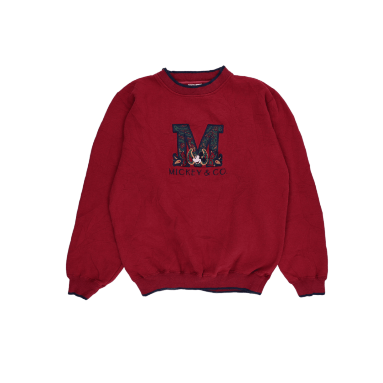 Mickey & Co Vintage Red Crewneck Sweatshirt Unisex Size Large 55% Polyester 45% Cotton 90s Disney Classic