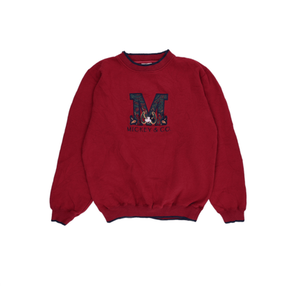 Mickey & Co Vintage Red Crewneck Sweatshirt Unisex Size Large 55% Polyester 45% Cotton 90s Disney Classic
