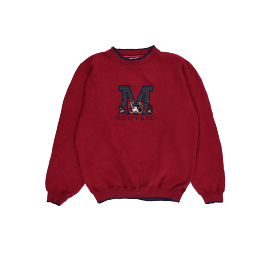 Mickey & Co Vintage Red Crewneck Sweatshirt Unisex Size Large 55% Polyester 45% Cotton 90s Disney Classic