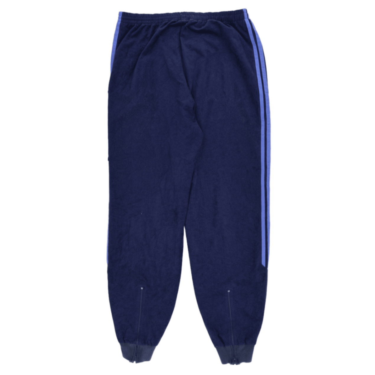 Adidas Vintage Navy Blue Velour Track Pants Large Men's Joggers 77cm Inseam 41cm Waist Size
