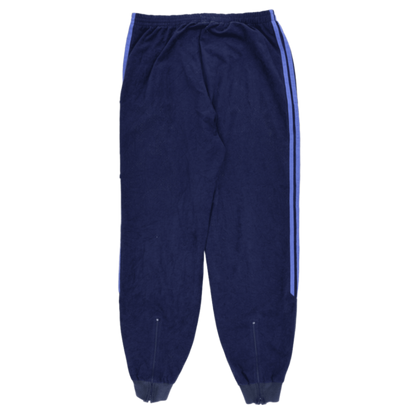 Adidas Vintage Navy Blue Velour Track Pants Large Men's Joggers 77cm Inseam 41cm Waist Size