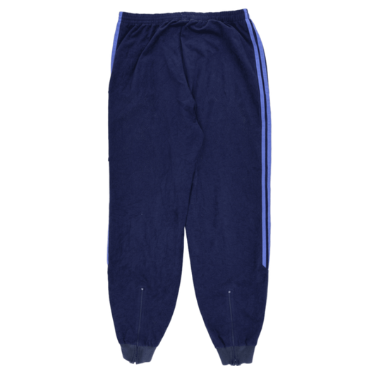 Adidas Vintage Navy Blue Velour Track Pants Large Men's Joggers 77cm Inseam 41cm Waist Size