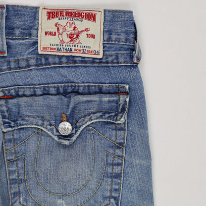 True Religion Nathan Denim Shorts Blue W32 100 Cotton Men's