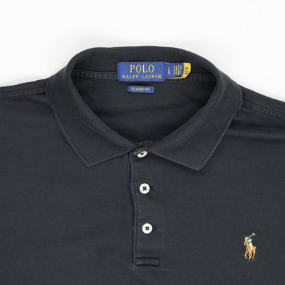 Polo Ralph Lauren Long Sleeve Polo Shirt Black Large Cotton
