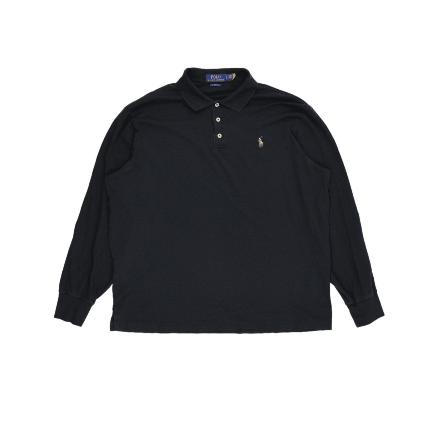 Polo Ralph Lauren Long Sleeve Polo Shirt Black Large Cotton
