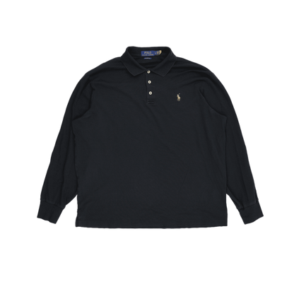 Polo Ralph Lauren Long Sleeve Polo Shirt Black Large Cotton