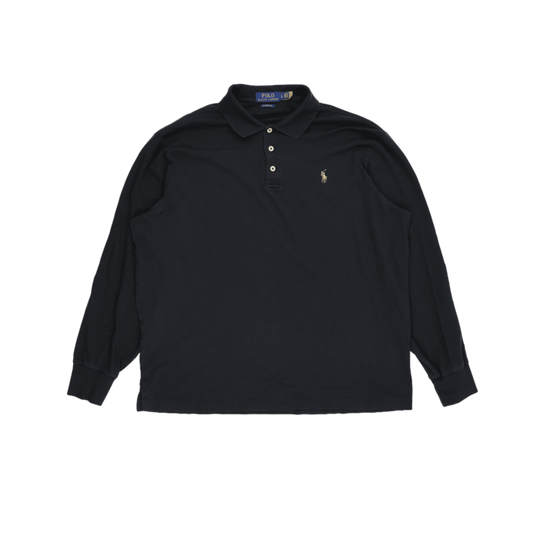 Polo Ralph Lauren Long Sleeve Polo Shirt Black Large Cotton