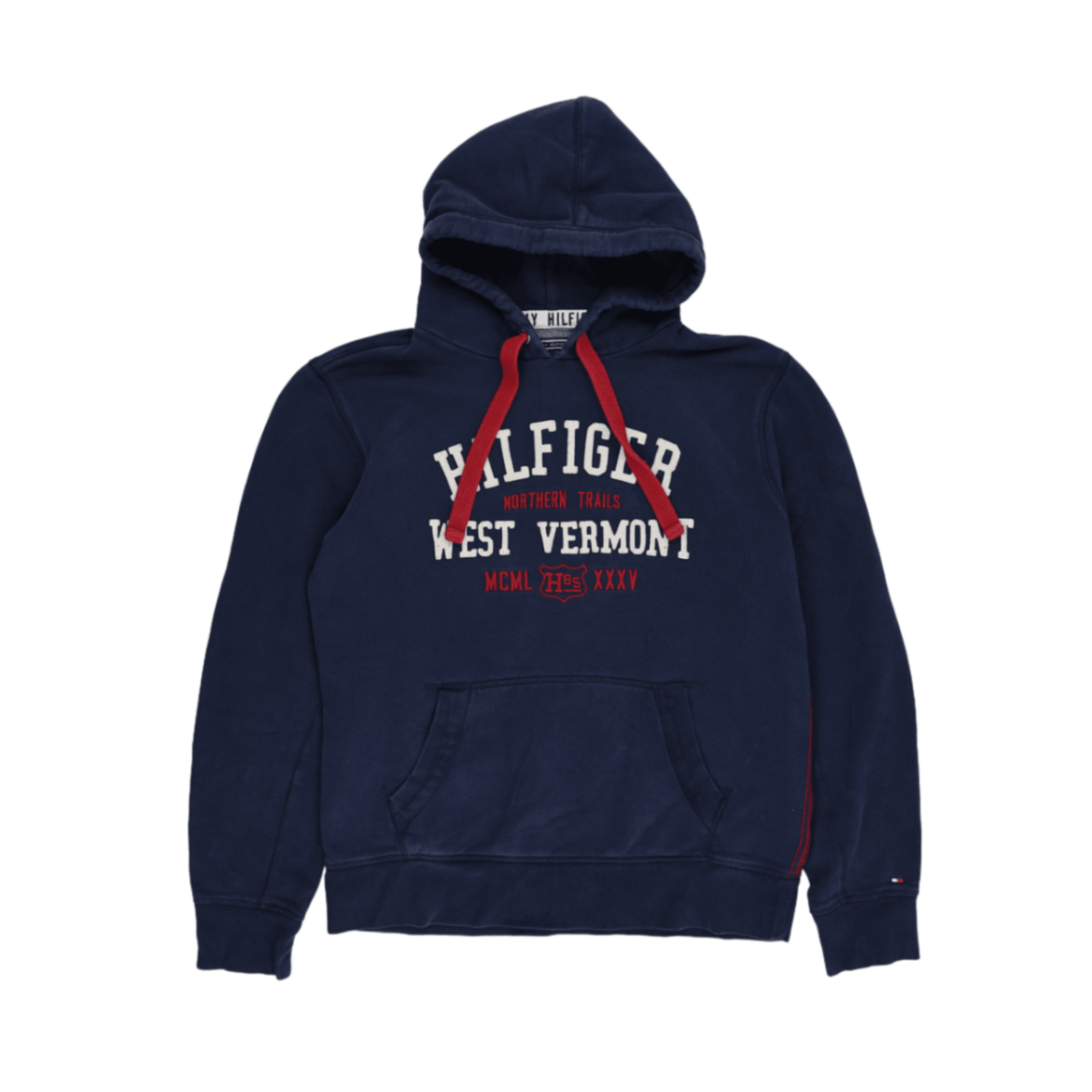 Tommy Hilfiger Vintage Pullover Hoodie Navy Large Cotton Blend