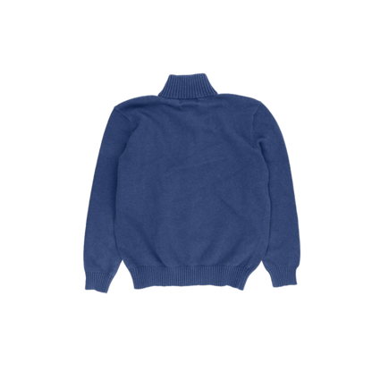 Polo Ralph Lauren Blue Quarter Zip Jumper Men's Medium 100% Cotton Vintage Knitwear