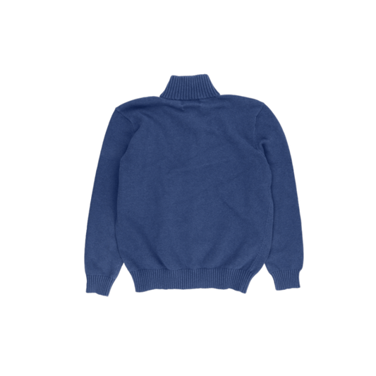 Polo Ralph Lauren Blue Quarter Zip Jumper Men's Medium 100% Cotton Vintage Knitwear