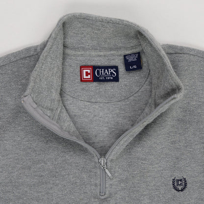 Chaps Grey 1/4 Zip Pullover Sweatshirt Large Cotton Blend