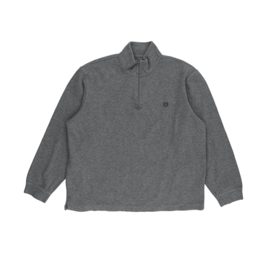 Chaps Grey 1/4 Zip Pullover Sweatshirt Large Cotton Blend
