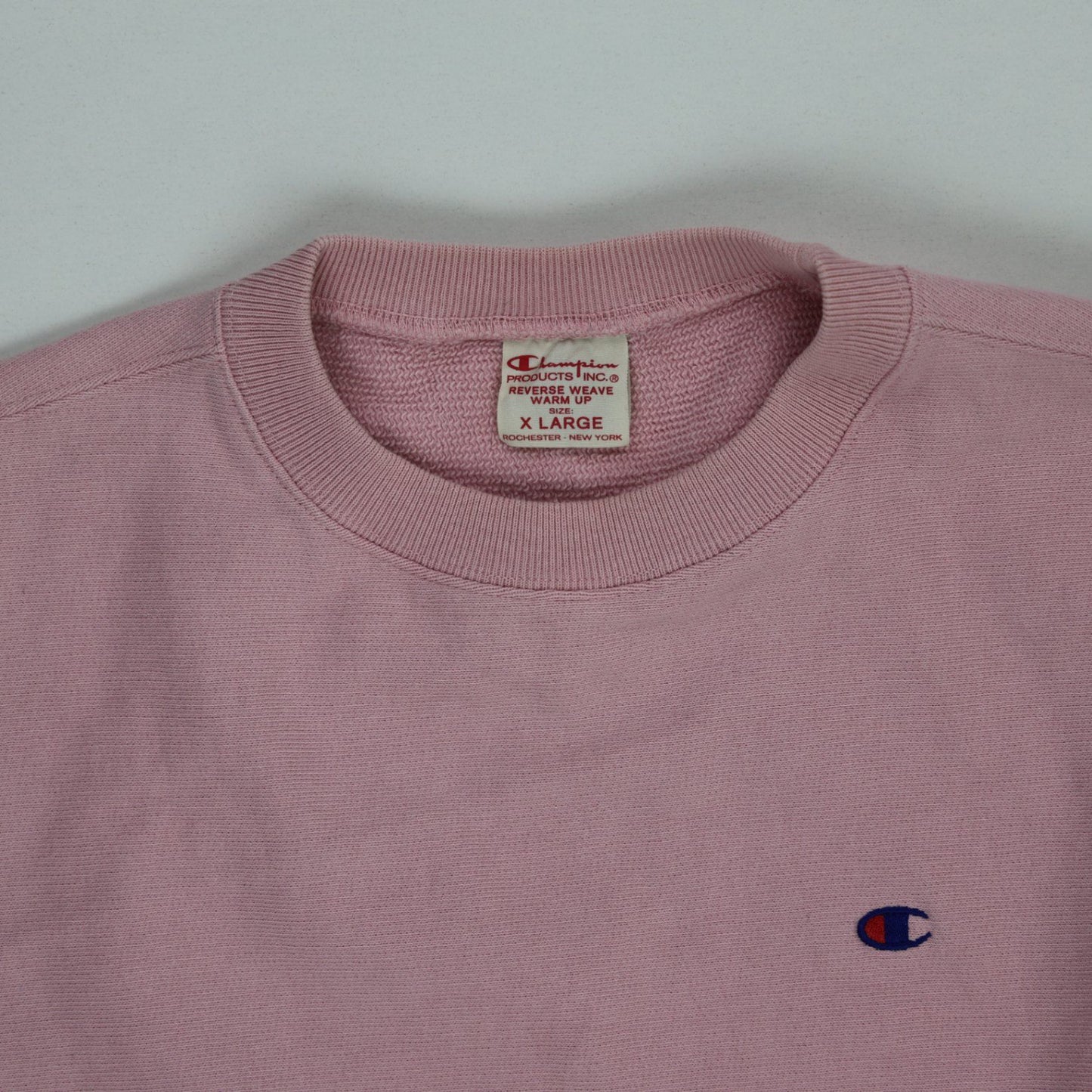 Champion Vintage Reverse Weave Crewneck Sweatshirt Pink X-Large Cotton Blend