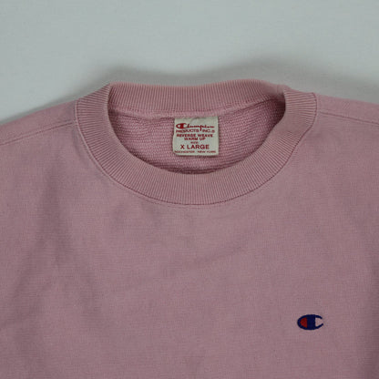 Champion Vintage Reverse Weave Crewneck Sweatshirt Pink X-Large Cotton Blend