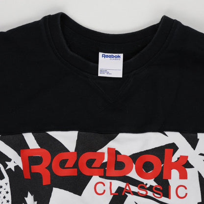 Reebok Classic Black Graphic Crewneck Sweatshirt Large Cotton Mens