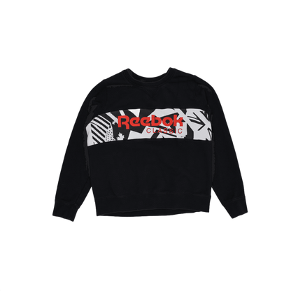 Reebok Classic Black Graphic Crewneck Sweatshirt Large Cotton Mens