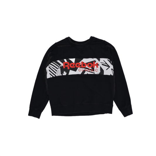 Reebok Classic Black Graphic Crewneck Sweatshirt Large Cotton Mens
