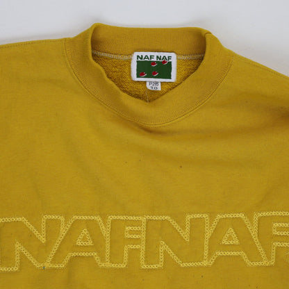 NAF NAF Vintage Mustard Yellow Crewneck Sweatshirt Large Cotton Blend 90s Style