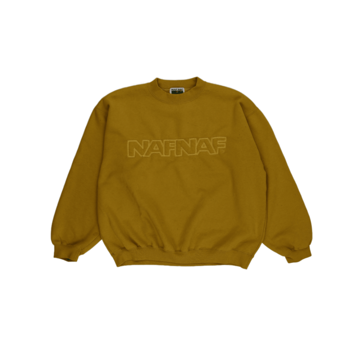 NAF NAF Vintage Mustard Yellow Crewneck Sweatshirt Large Cotton Blend 90s Style