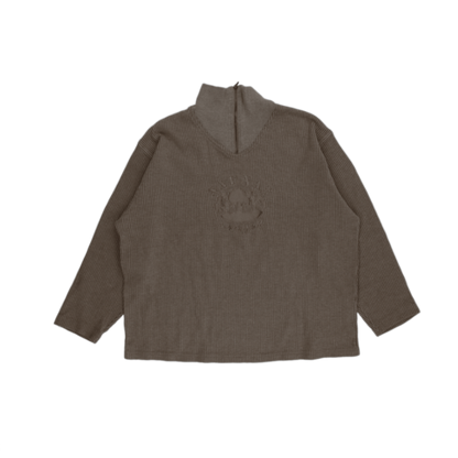 Naf Naf Vintage Taupe Quarter Zip Sweatshirt Unisex Size S Cotton Ribbed