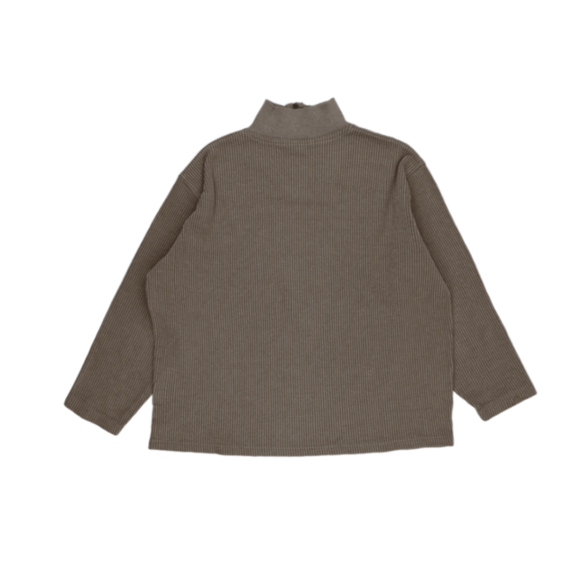 Naf Naf Vintage Taupe Quarter Zip Sweatshirt Unisex Size S Cotton Ribbed