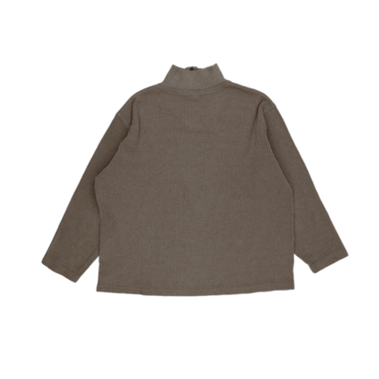 Naf Naf Vintage Taupe Quarter Zip Sweatshirt Unisex Size S Cotton Ribbed