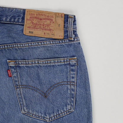 Levi's 501 Original Fit Blue Denim Jeans W36 L36 100% Cotton Straight Leg Vintage Men's