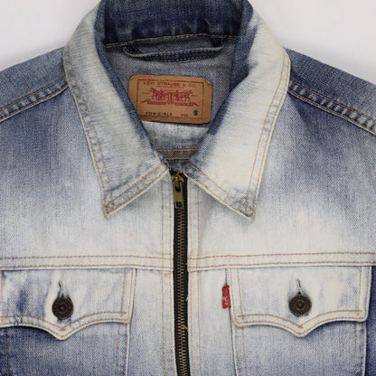 Levi's Girls Blue Ombre Cropped Denim Jacket Size Small Vintage Cotton