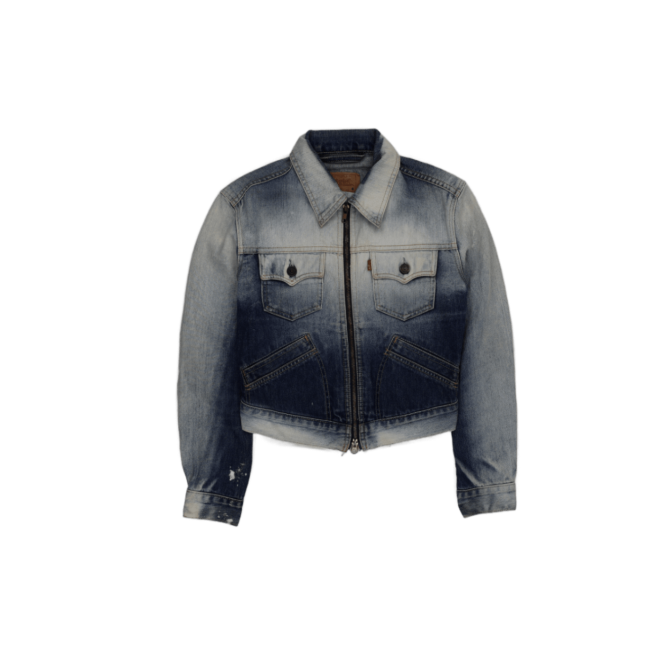 Levi's Girls Blue Ombre Cropped Denim Jacket Size Small Vintage Cotton