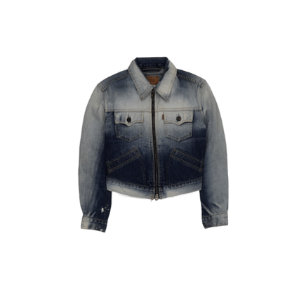 Levi's Girls Blue Ombre Cropped Denim Jacket Size Small Vintage Cotton
