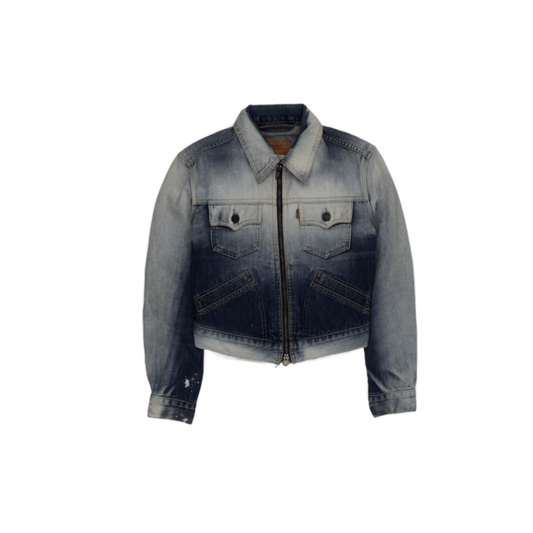 Levi's Girls Blue Ombre Cropped Denim Jacket Size Small Vintage Cotton