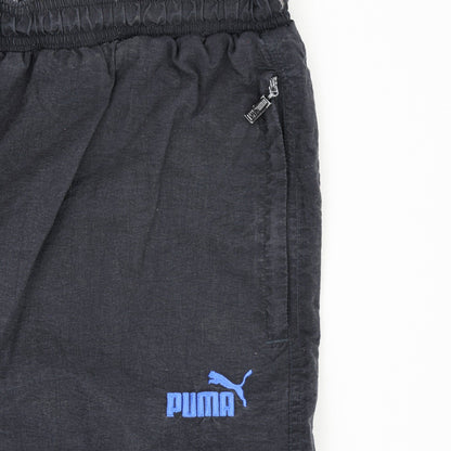 PUMA Black Track Pants XXL Nylon Vintage Men's Clothing 78 cm Inseam