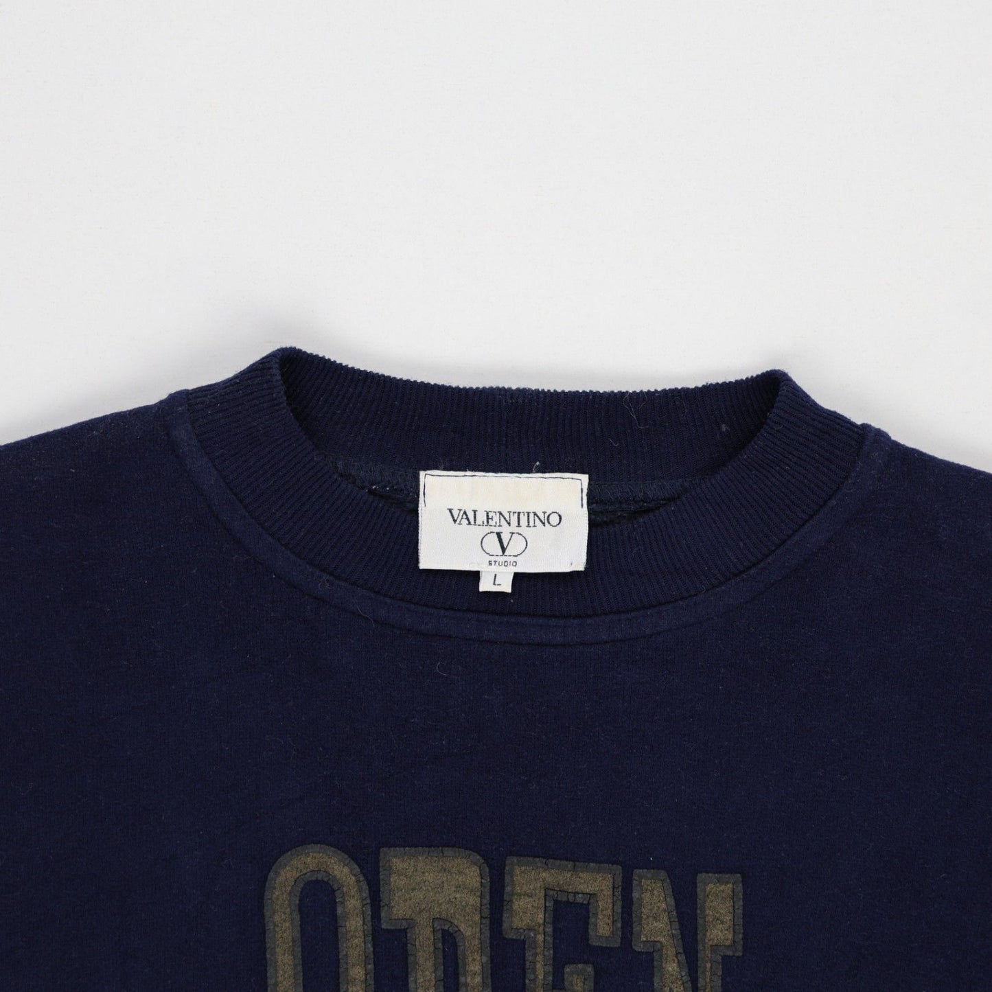 Valentino Studio Open Golf Navy Sweatshirt Large Cotton Crew Neck Pullover Vintage