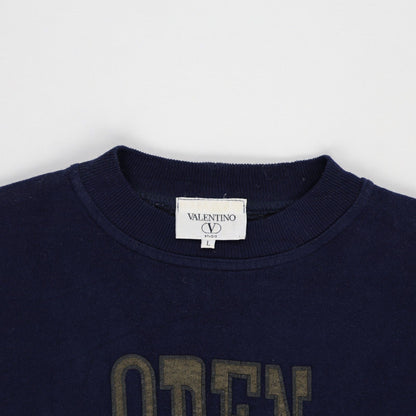 Valentino Studio Open Golf Navy Sweatshirt Large Cotton Crew Neck Pullover Vintage