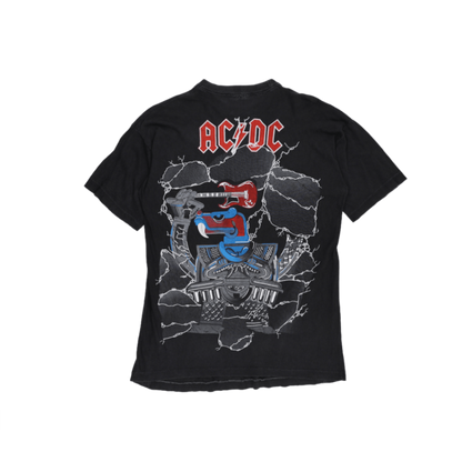 Vintage AC/DC Black Graphic Band T-Shirt Large Cotton Crew Neck Mens