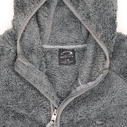Oakley Full Zip Fleece Hoodie Jacket Grey Large Polyester Mens