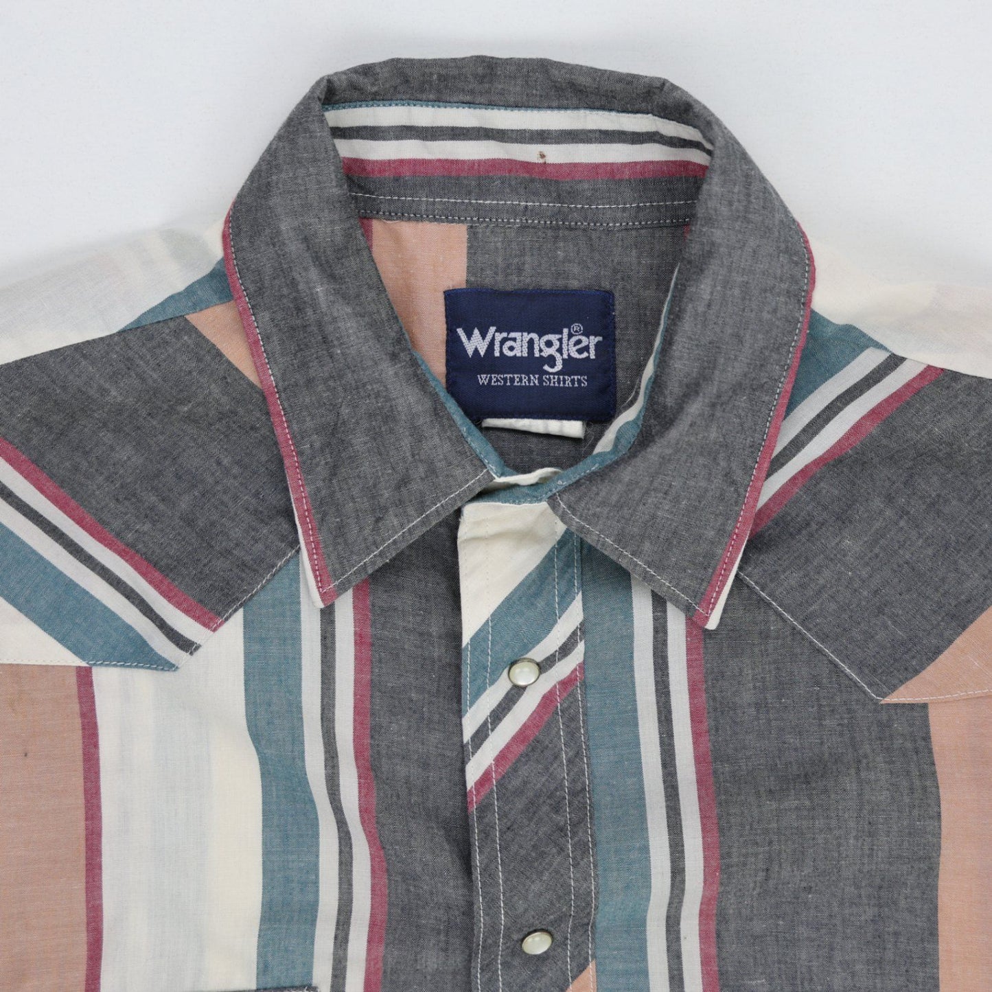 Wrangler Vintage Multicolour Striped Western Shirt Size Large Cotton Classic Collar
