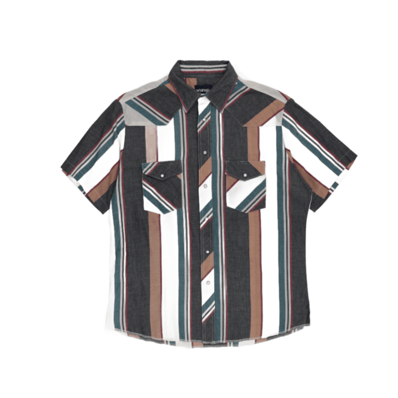 Wrangler Vintage Multicolour Striped Western Shirt Size Large Cotton Classic Collar