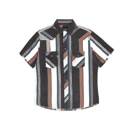 Wrangler Vintage Multicolour Striped Western Shirt Size Large Cotton Classic Collar