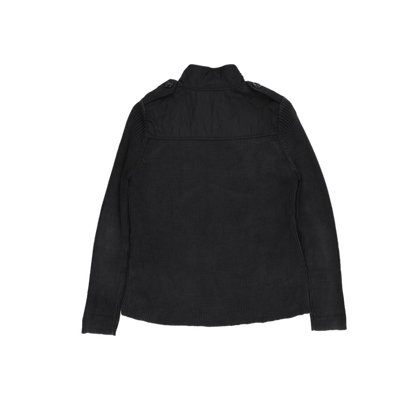 Burberry London Black Quilted Jacket Size S Polyester Wool Blend High Neck