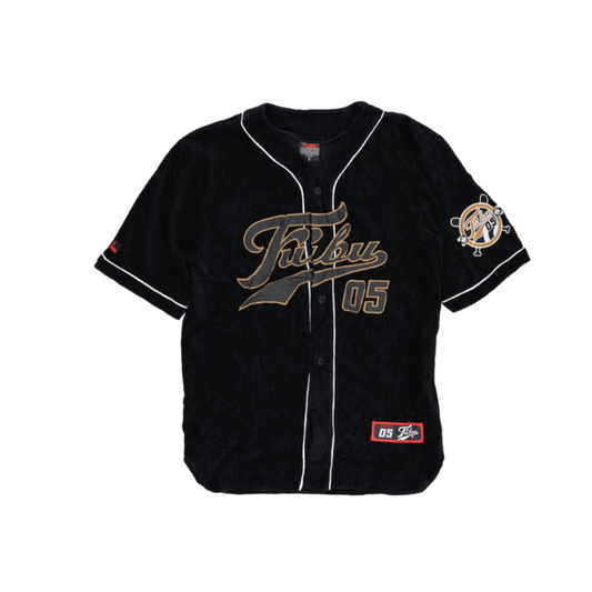 FUBU Black Corduroy Baseball Shirt Size Small Vintage Men's Shirt