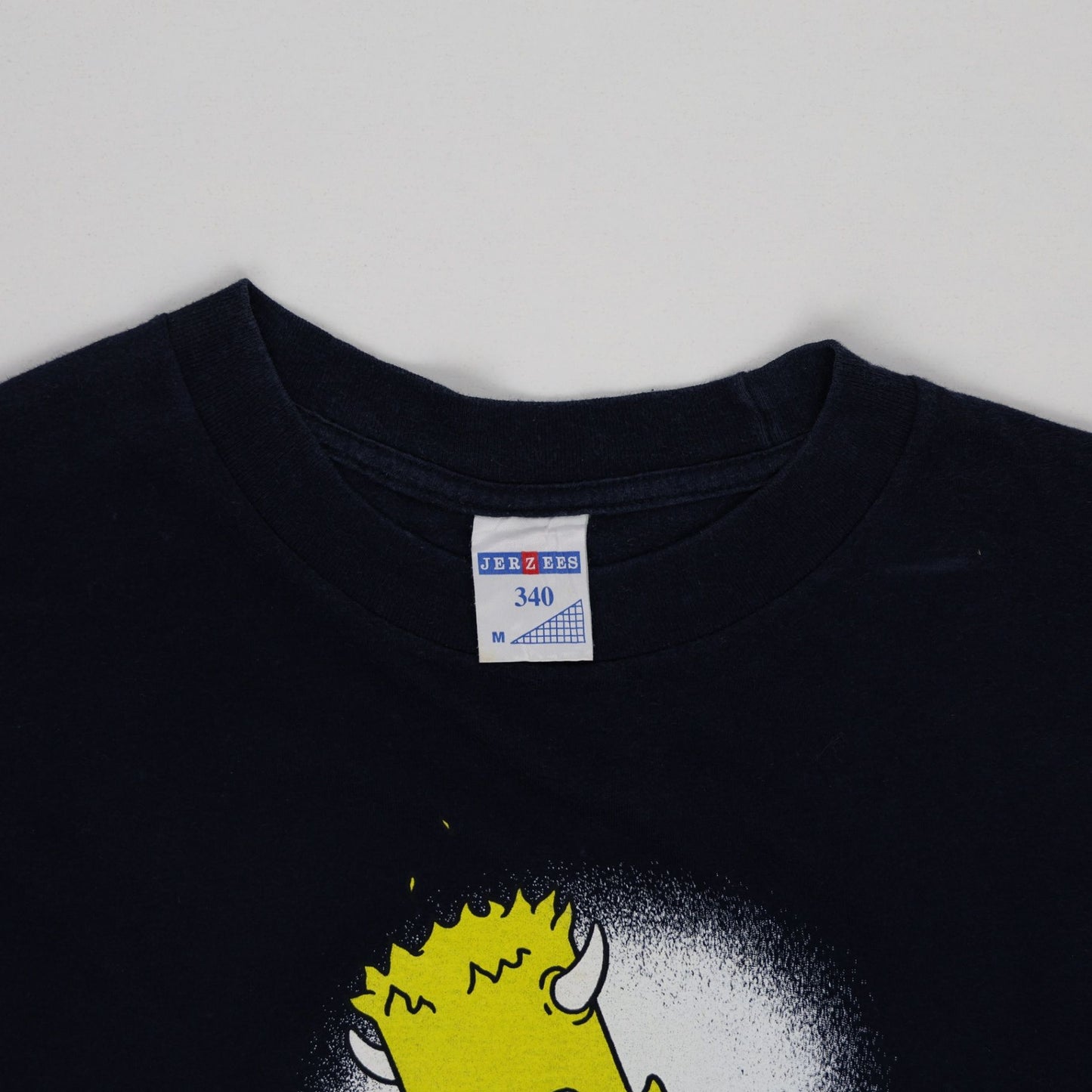Jerzees Vintage 1998 Bart Simpson Devil Graphic T-Shirt Navy Medium Cotton Crew Neck