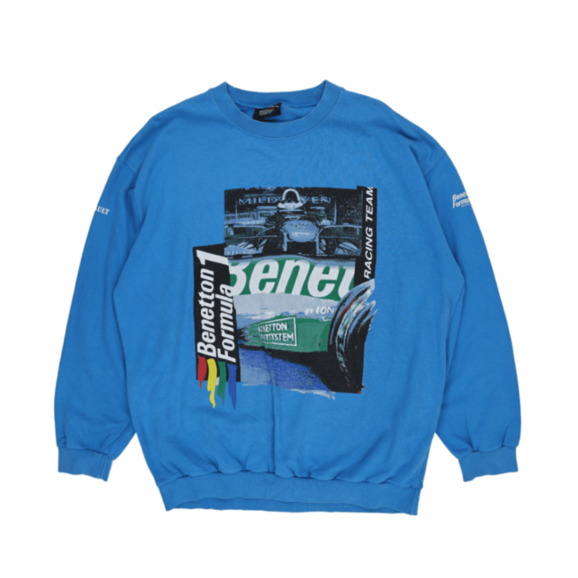 Benetton Formula 1 Vintage Crewneck Sweatshirt Blue Large Cotton