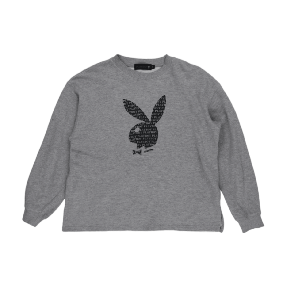 Playboy Vintage Grey Logo Sweatshirt Large Cotton Blend Crew Neck Streetwear