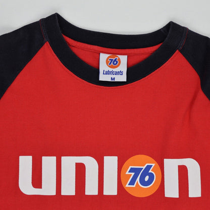 Union 76 Lubricants Vintage Raglan T-Shirt Red Black Medium Cotton Crew Neck