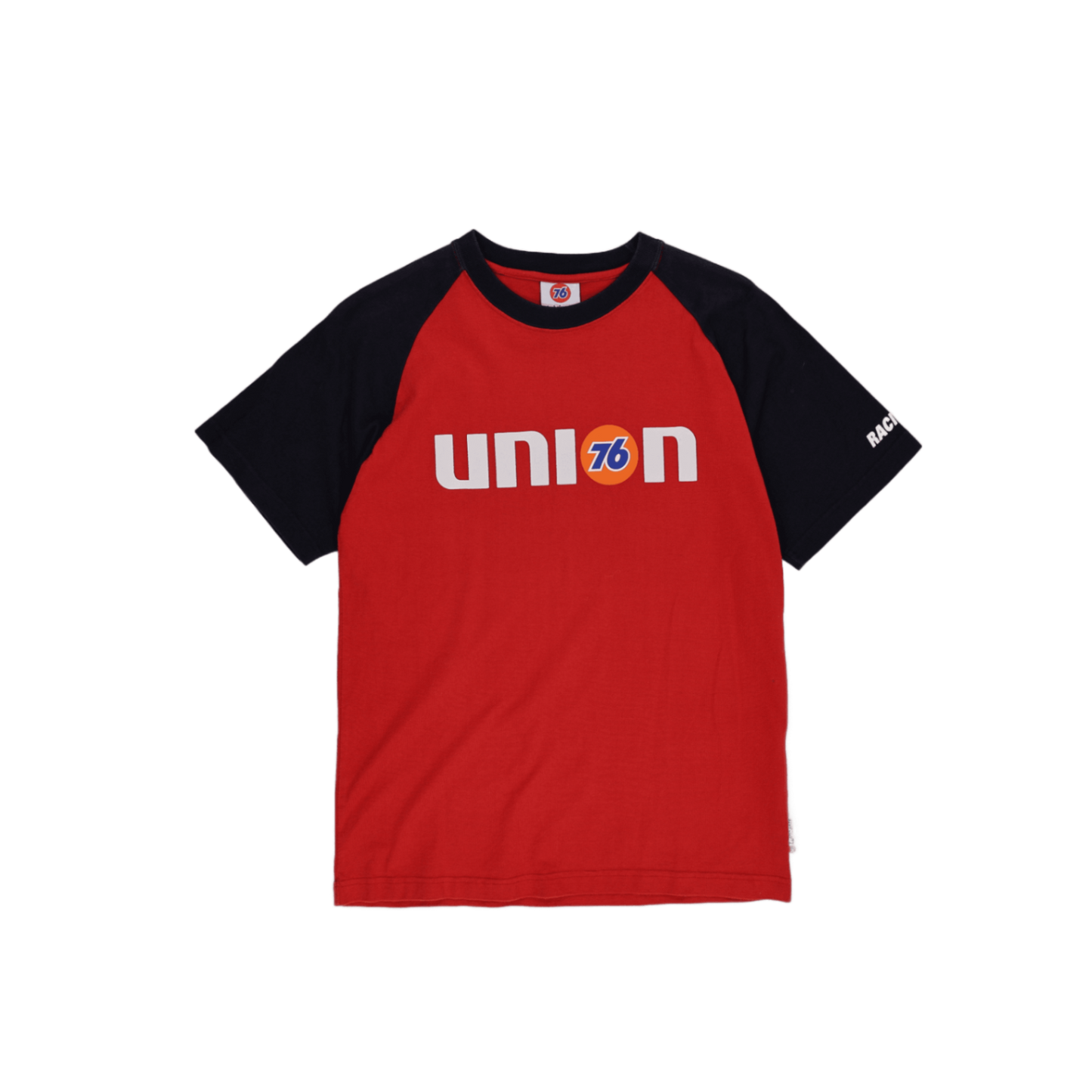 Union 76 Lubricants Vintage Raglan T-Shirt Red Black Medium Cotton Crew Neck