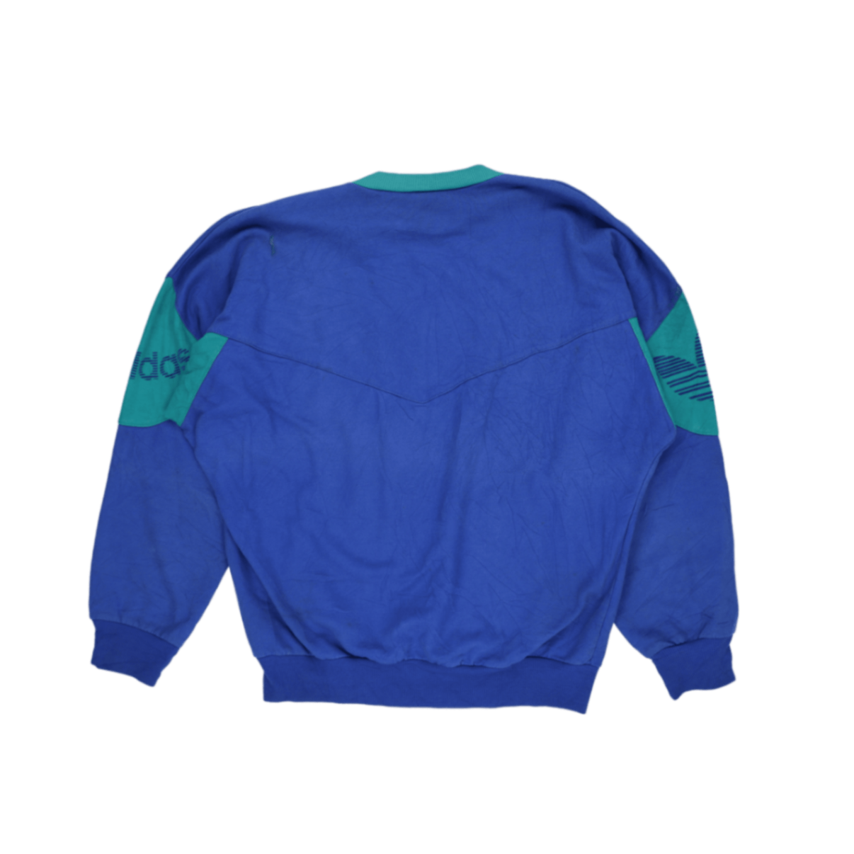 Adidas Vintage Sun Trip Crewneck Sweatshirt Blue Green Men's Medium Cotton Blend