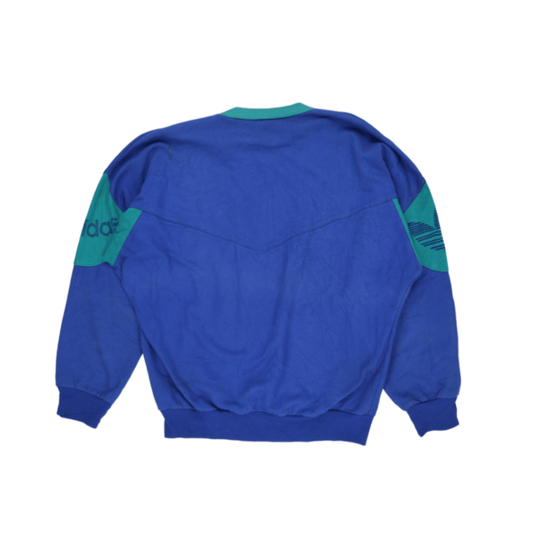 Adidas Vintage Sun Trip Crewneck Sweatshirt Blue Green Men's Medium Cotton Blend