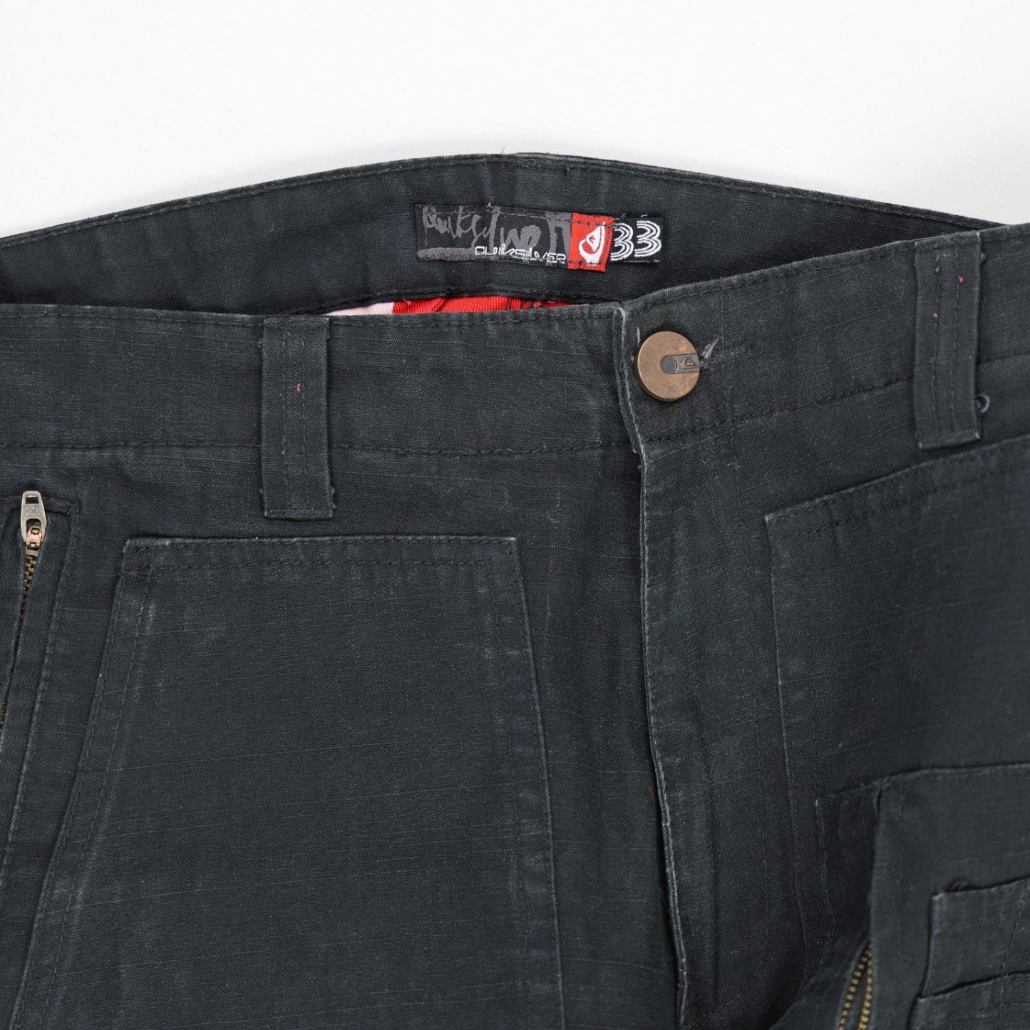 Quiksilver Black Cargo Trousers 33W Cotton Vintage Men's Clothing